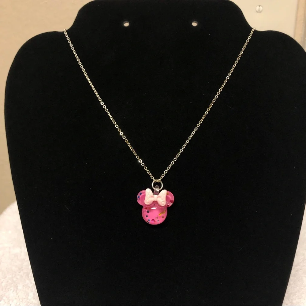 Pink Glitter Minnie Mouse Necklace